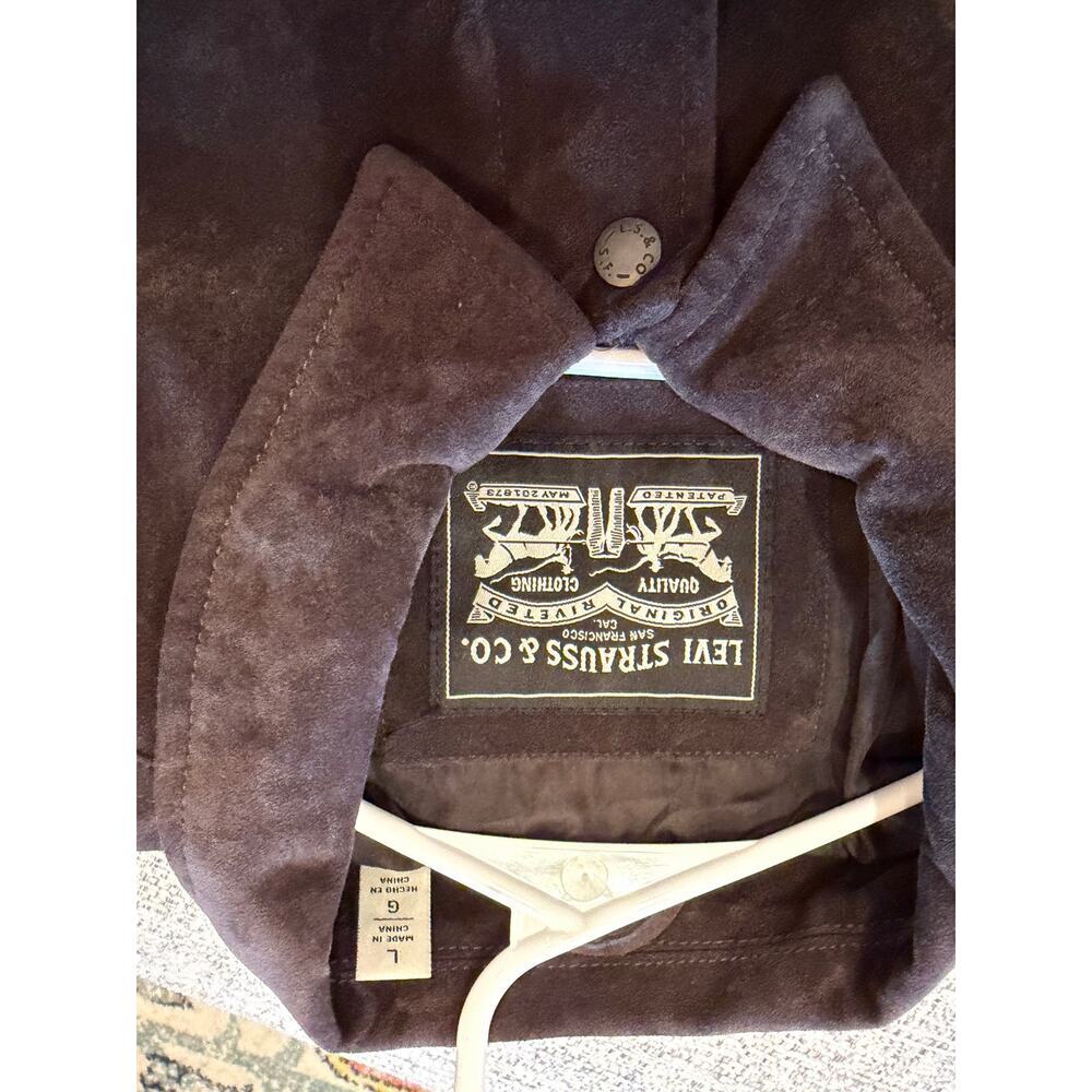 Levi’s Men’s Black Faux Suede Lined Full Zipper Snap Western Jacket Shacket Sz L - Picture 8 of 14
